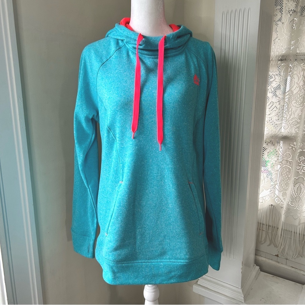 RBX Blue Pullover Hoodie Sweatshirt with Neon Accents